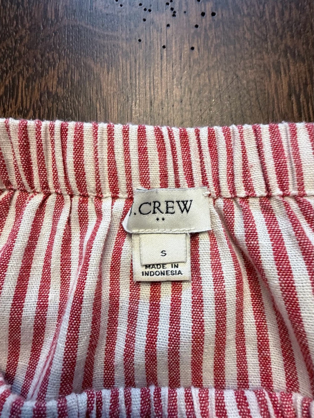 J. Crew Red/White Striped Elastic Waist Midi A-Line Skirt with pockets Small - Picture 7 of 11
